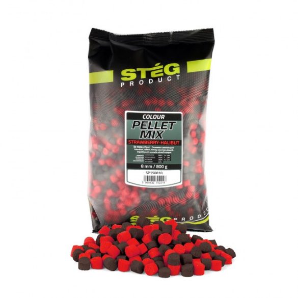 Stég Pellet Mix 8mm 800g Strawberry-Halibut Halas Eper