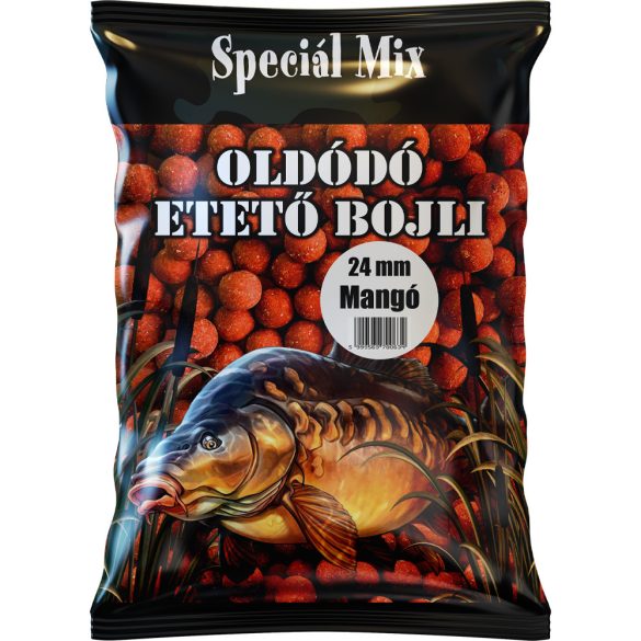Speciál mix 24 mm-es Oldódó Etető Bojli MANGÓ 1kg