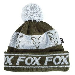 Fox collection fleece lined bobble green/silver téli sapka