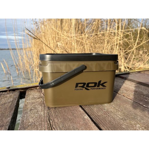 ROK 10 literes szögletes keverő edény fedéllel - SQUARE BUCKET with soft cover - Zöld színben